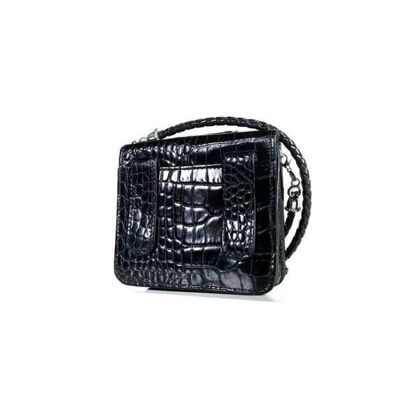 Brighton Black Leather and Croc Cross Body Wallet Organizer 3 in 1 Purse - Picture 3 of 9